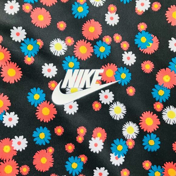 New Nike Black White Blue Peach Yellow Floral Leggings Small - Picture 5 of 6